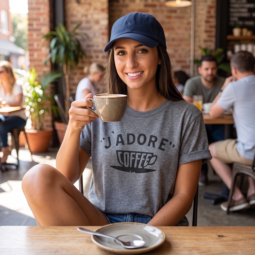 Sol Angeles x Anthropologie Womens J'ADORE COFFEE Graphic Tee Heather Gray L